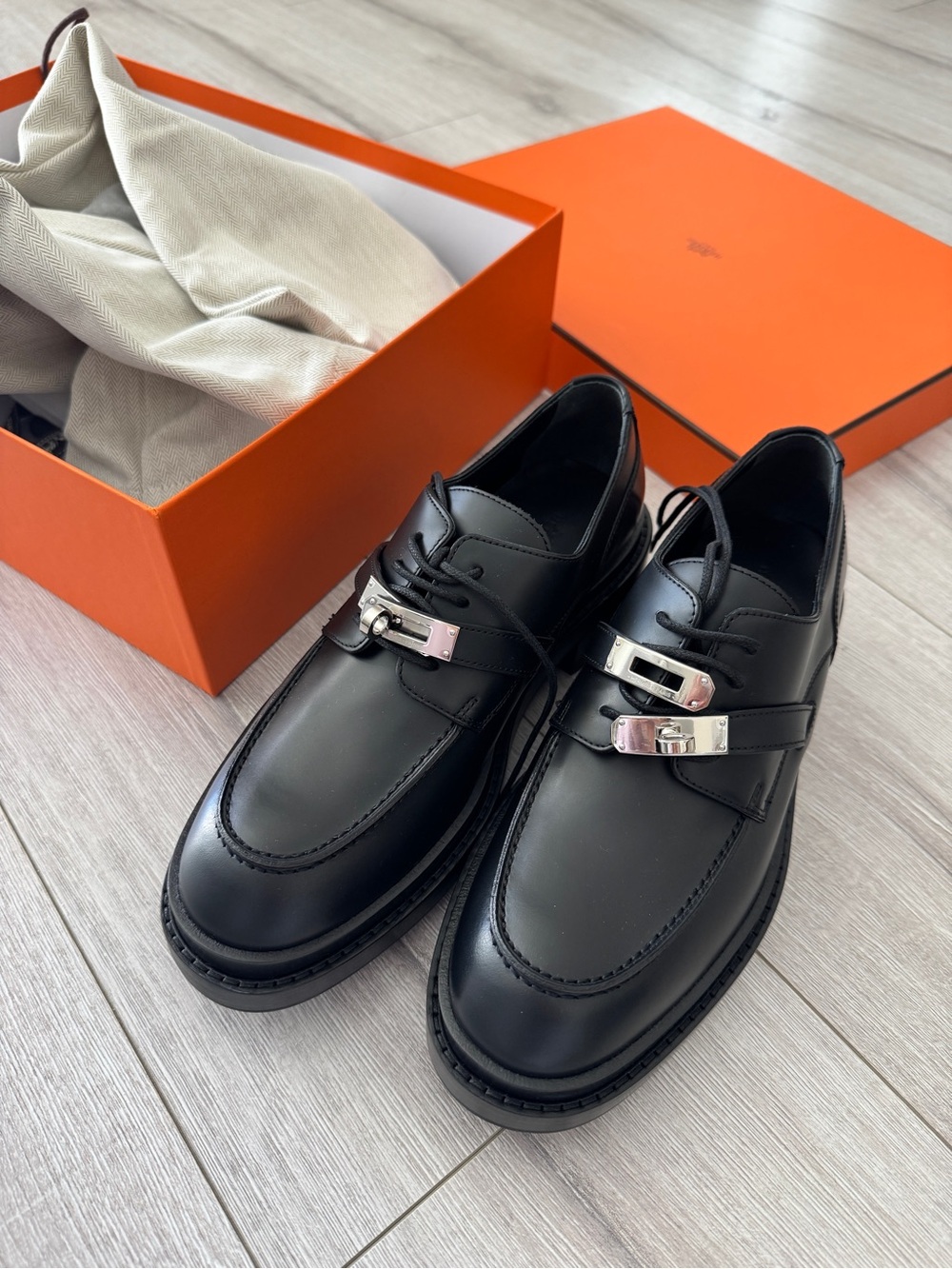 Hermes woman calfskin kelly first oxford loafer - 38.5